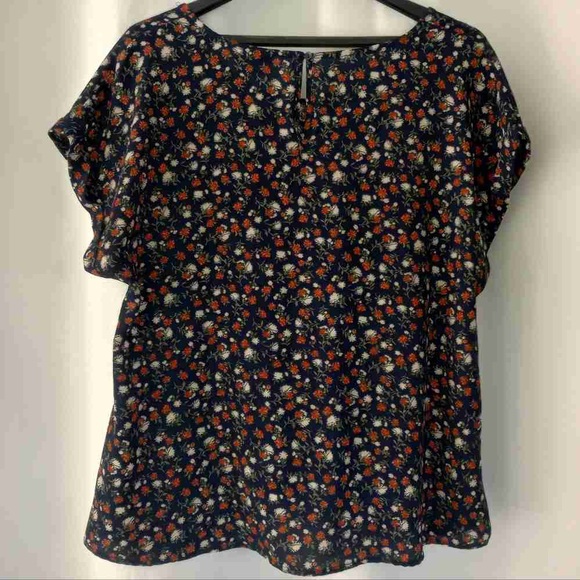 Navy Floral Women's Blouse - Picture 2 of 2